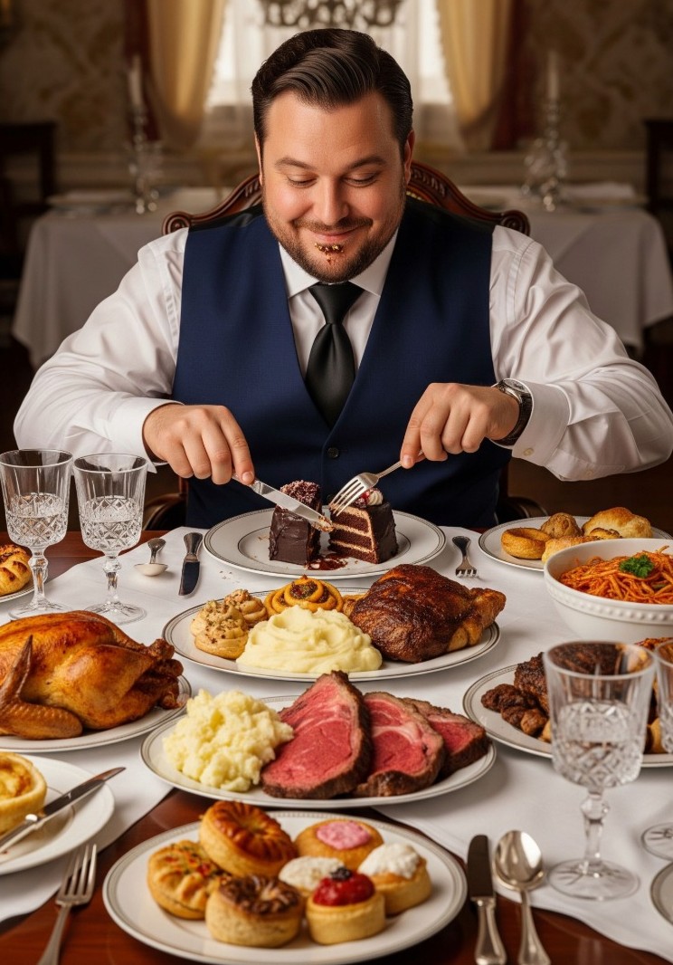 Hombre dándose un banquete