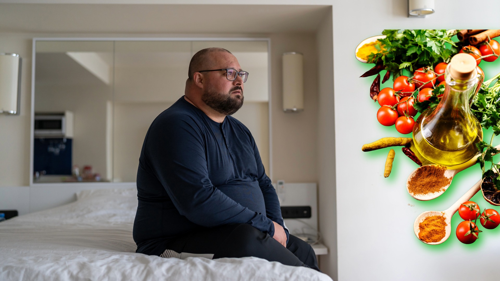 Hombre pensando en su nueva dieta saludable