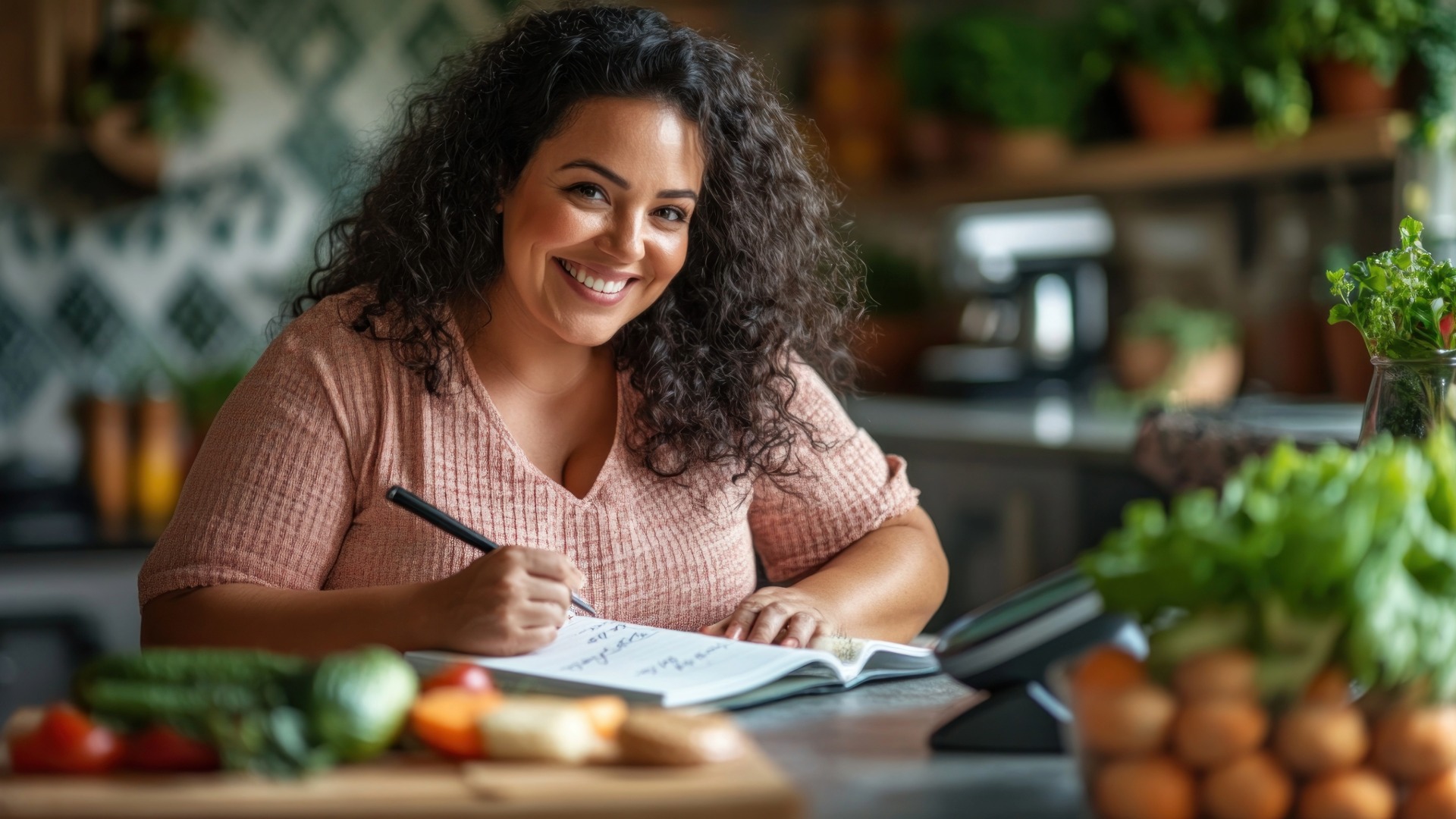 Mujer organizando su alimentación saludable