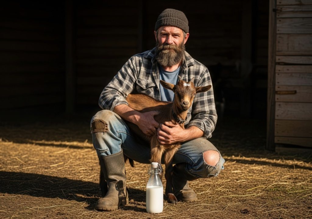 Campesino con leche de cabra